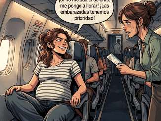 La mujer embarazada me robó el asiento junto a la ventana con una sonrisa de superioridad, sin imaginar que trece minutos después estaría llorando delante de todo el avión.