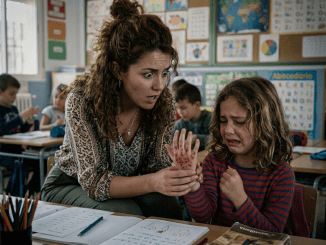 La primera señal no fue el moretón, sino la forma en que la niña pidió permiso para recoger un lápiz caído, como si hasta agacharse pudiera costarle un castigo.