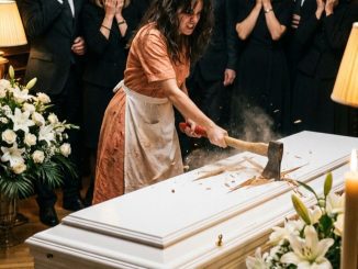 La traición no estaba en las flores ni en el luto: estaba clavada en el ataúd de una mujer que todavía no había terminado de respirar.