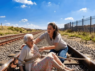 La traición más cruel no vino del hierro ni del tren que rugía a lo lejos, sino de la sangre de mi sangre, de la nieta a la que crié con mis propias manos y que me dejó sentada sobre las vías como si mi vida ya no valiera ni el esfuerzo de una despedida.