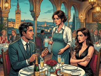 La humillación más cruel no fue entrar al restaurante para celebrar su compromiso, sino ver a su exesposa, embarazada y con la espalda encorvada bajo una bandeja de copas, fingiendo no reconocerlo mientras los ricos brindaban por una felicidad que olía a traición.