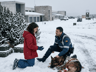 La trampa se cerró bajo la tormenta y el oficial Ramiro cayó de espaldas al pozo helado con la pierna rota, mientras su perro K9 seguía ladrando sobre la nieve como si aún pudiera discutirle la muerte al invierno.