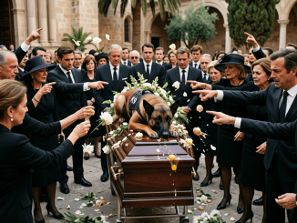La traición no estaba en las flores blancas ni en los pésames bien vestidos, sino dentro del ataúd cerrado donde todos lloraban a un hombre muerto mientras el único ser verdaderamente leal de la sala insistía en que algo seguía vivo.