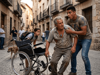La humillación llegó primero en forma de risa: cuatro jóvenes bien vestidos derribando a un anciano en silla de ruedas como si la dignidad ajena fuera un juguete caro que podían romper por aburrimiento.