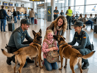 El primer rugido no vino de un avión, sino de catorce perros policiales cerrando el paso a una niña sola en medio del aeropuerto.