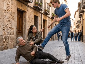 La segunda patada no buscó tirarlo al suelo: buscó recordarle, delante de todos, que en esa calle su vejez valía menos que la risa de tres muchachos cobrándole miedo.