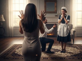 La heredera quedó paralizada cuando su prometido se arrodilló… pero no frente a ella, sino frente a la hija de la empleada doméstica.