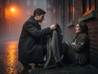 Le di mi saco a una mujer temblando de frío… y terminé descubriendo que ambos estábamos más rotos de lo que imaginábamos